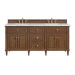 Lorelai 72IN Double Vanity Mid-Century Walnut w/ 3 CM Ethereal Noctis Silestone Top