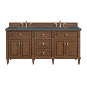 Lorelai 72IN Double Vanity Mid-Century Walnut w/ 3 CM Parisien Bleu Silestone Top
