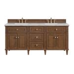 Lorelai 72IN Double Vanity Mid-Century Walnut w/ 3 CM Victorian Silver Silestone Top