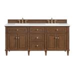 Lorelai 72IN Double Vanity Mid-Century Walnut w/ 3 CM White Zeus Silestone Top