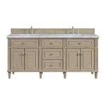 Lorelai 72IN Double Vanity Whitewashed Oak w/ 3 CM Carrara White Marble Top