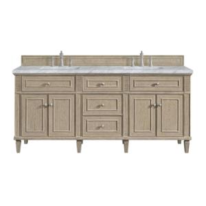 Lorelai 72IN Double Vanity Whitewashed Oak w/ 3 CM Carrara White Marble Top