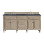 Lorelai 72IN Double Vanity Whitewashed Oak w/ 3 CM Charcoal Soapstone Silestone Top