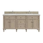 Lorelai 72IN Double Vanity Whitewashed Oak w/ 3 CM Lime Delight Silestone Top