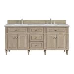 Lorelai 72IN Double Vanity Whitewashed Oak w/ 3 CM Victorian Silver Silestone Top