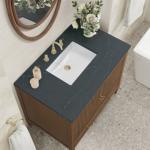 Myrrin 36IN Vanity Mid Century Walnut w/ 3 CM Charcoal Soapstone Silestone Top