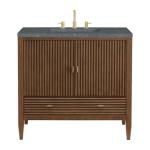 Myrrin 36IN Vanity Mid Century Walnut w/ 3 CM Parisien Bleu Silestone Top