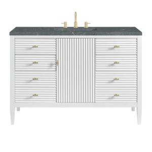 Myrrin 48IN Vanity Bright White w/ 3 CM Parisien Bleu Silestone Top