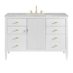 Myrrin 48IN Vanity Bright White w/ 3 CM Victorian Silver Silestone Top