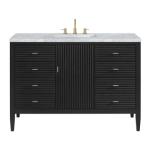 Myrrin 48IN Vanity Carbon Oak w/ 3 CM Carrara White Marble Top