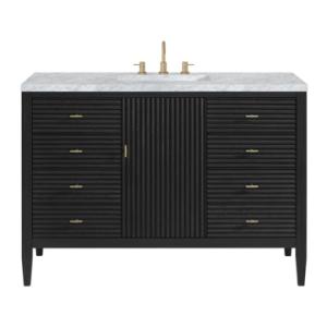 Myrrin 48IN Vanity Carbon Oak w/ 3 CM Carrara White Marble Top