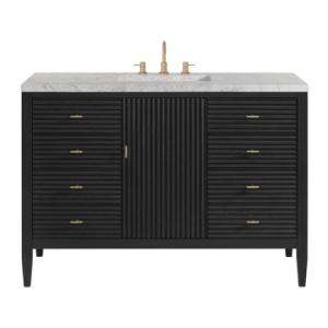 Myrrin 48IN Vanity Carbon Oak w/ 3 CM Eternal Jasmine Pearl Silestone Top