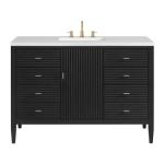 Myrrin 48IN Vanity Carbon Oak w/ 3 CM White Zeus Silestone Top