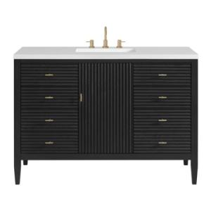 Myrrin 48IN Vanity Carbon Oak w/ 3 CM White Zeus Silestone Top