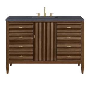 Myrrin 48IN Vanity Mid Century Walnut w/ 3 CM Charcoal Soapstone Silestone Top