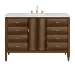 Myrrin 48IN Vanity Mid Century Walnut w/ 3 CM Ethereal Noctis Silestone Top