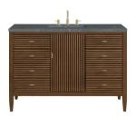Myrrin 48IN Vanity Mid Century Walnut w/ 3 CM Parisien Bleu Silestone Top