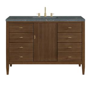 Myrrin 48IN Vanity Mid Century Walnut w/ 3 CM Parisien Bleu Silestone Top