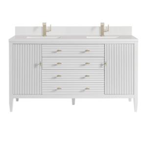 Myrrin 60IN Double Vanity Bright White w/ Single Hole 3 CM White Zeus Silestone Top & Backsplash