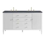 Myrrin 60IN Double Vanity Bright White w/ 3 CM Charcoal Soapstone Silestone Top