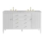 Myrrin 60IN Double Vanity Bright White w/ 3 CM Eternal Jasmine Pearl Silestone Top