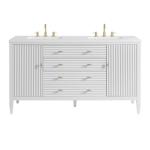 Myrrin 60IN Double Vanity Bright White w/ 3 CM White Zeus Silestone Top