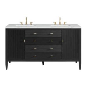 Myrrin 60IN Double Vanity Carbon Oak w/ 3 CM Ethereal Noctis Silestone Top