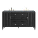 Myrrin 60IN Double Vanity Carbon Oak w/ 3 CM Parisien Bleu Silestone Top