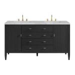 Myrrin 60IN Double Vanity Carbon Oak w/ 3 CM Victorian Silver Silestone Top