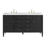 Myrrin 60IN Double Vanity Carbon Oak w/ 3 CM White Zeus Silestone Top