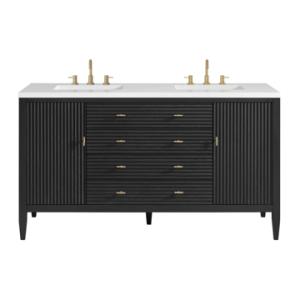 Myrrin 60IN Double Vanity Carbon Oak w/ 3 CM White Zeus Silestone Top