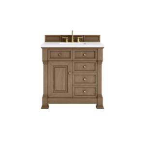 Brookfield 36IN Single Vanity Pecan w/ 3 CM White Zeus Silestone Top