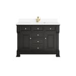Brookfield 48IN Single Vanity Black Onyx w/ Single Hole 3 CM White Zeus Silestone Top & Backsplash