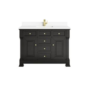Brookfield 48IN Single Vanity Black Onyx w/ Single Hole 3 CM White Zeus Silestone Top & Backsplash