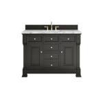 Brookfield 48IN Single Vanity Black Onyx w/ 3 CM Carrara Marble Top