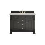 Brookfield 48IN Single Vanity Black Onyx w/ 3 CM Victorian Silver Silestone Top