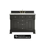 Brookfield 48IN Single Vanity Black Onyx w/ 3 CM Eternal Jasmine Pearl Silestone Top w/ Faucet Plate