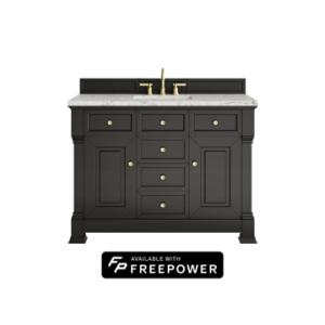 Brookfield 48IN Single Vanity Black Onyx w/ 3 CM Eternal Jasmine Pearl Silestone Top w/ Faucet Plate