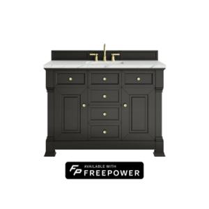 Brookfield 48IN Single Vanity Black Onyx w/ 3 CM Ethereal Noctis Silestone Top w/ Faucet Plate