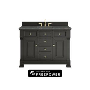 Brookfield 48IN Single Vanity Black Onyx w/ 3 CM Parisien Bleu Silestone Top w/ Faucet Plate