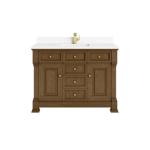 Brookfield 48IN Single Vanity Honey Oak w/ Single Hole 3 CM White Zeus Silestone Top & Backsplash