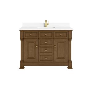 Brookfield 48IN Single Vanity Honey Oak w/ Single Hole 3 CM White Zeus Silestone Top & Backsplash