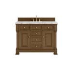 Brookfield 48IN Single Vanity Honey Oak w/ 3 CM Carrara Marble Top