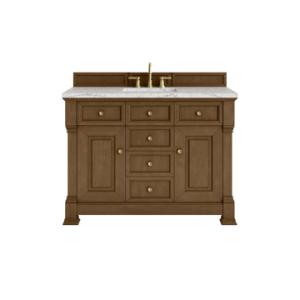 Brookfield 48IN Single Vanity Honey Oak w/ 3 CM Eternal Jasmine Pearl Silestone Top