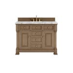 Brookfield 48IN Single Vanity Pecan w/ 3 CM Carrara Marble Top