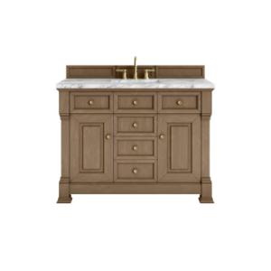 Brookfield 48IN Single Vanity Pecan w/ 3 CM Carrara Marble Top