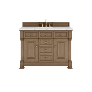 Brookfield 48IN Single Vanity Pecan w/ 3 CM Ethereal Noctis Silestone Top