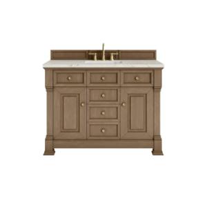 Brookfield 48IN Single Vanity Pecan w/ 3 CM Victorian Silver Silestone Top