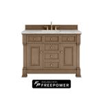 Brookfield 48IN Single Vanity Pecan w/ 3 CM Eternal Jasmine Pearl Silestone Top w/ Faucet Plate