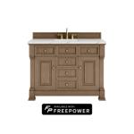 Brookfield 48IN Single Vanity Pecan w/ 3 CM Ethereal Noctis Silestone Top w/ Faucet Plate